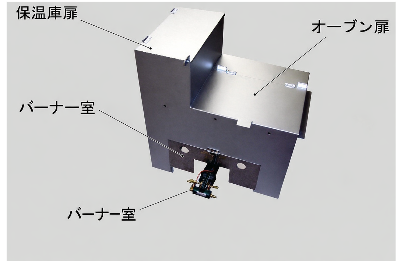 バーナーをセットした状態の焼き芋機