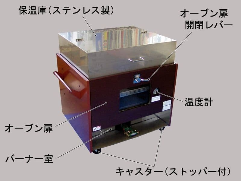 バーナーをセットした焼き芋機